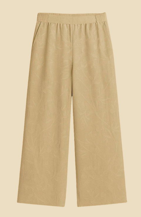 Self Printed Khaki Linen Pants - Limited Edition