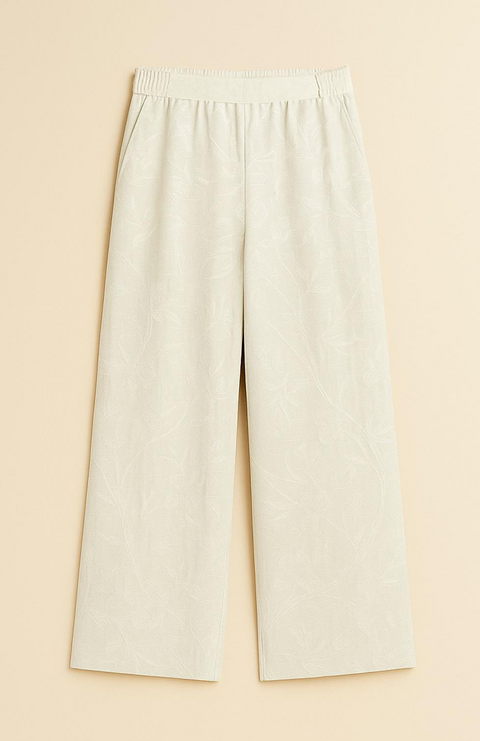 Self Printed White Linen Pants - Limited Edition
